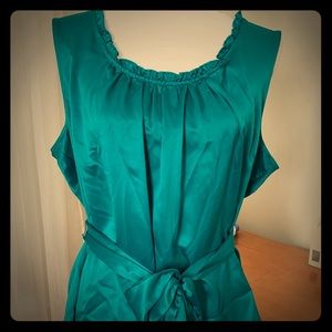 Gorgeous Teal Green Satin Belted Top